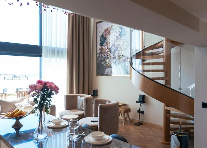 Mykonos Homes - Luxurioeses Penthouse Mit Rooftop Pool, Meerblick, Gym Lägenhet